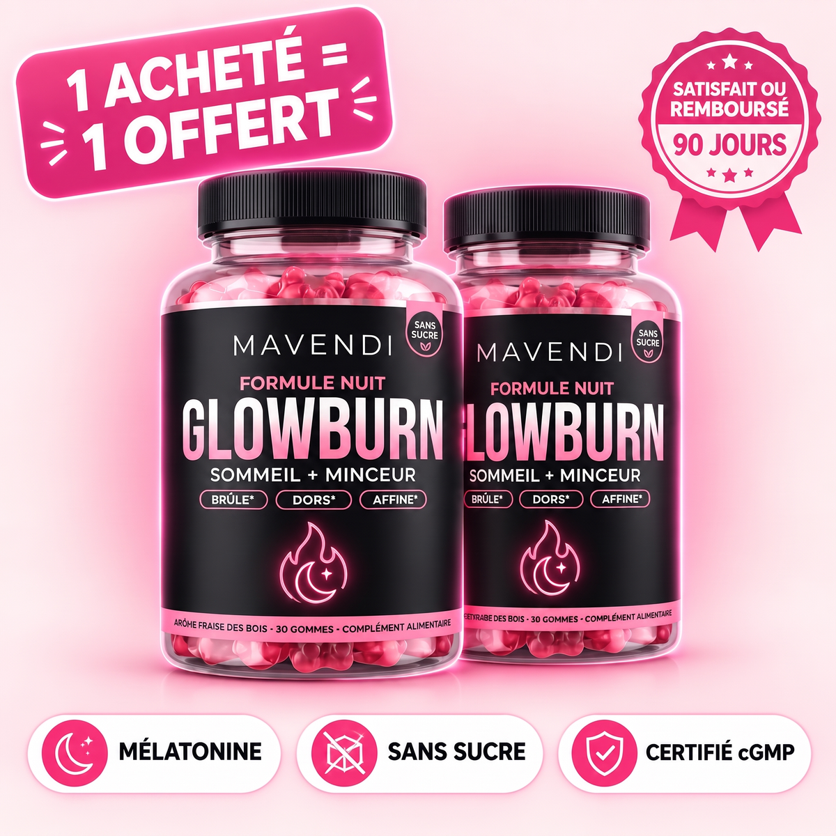 GlowBurn | Gummies brûle-graisses pour la nuit - Fraise des bois